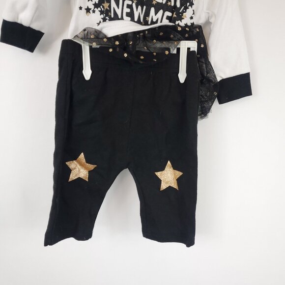 Way To Celebrate New Years Baby Girl Black White 2 Piece Set New Years Sz 0-3M - Picture 3 of 9